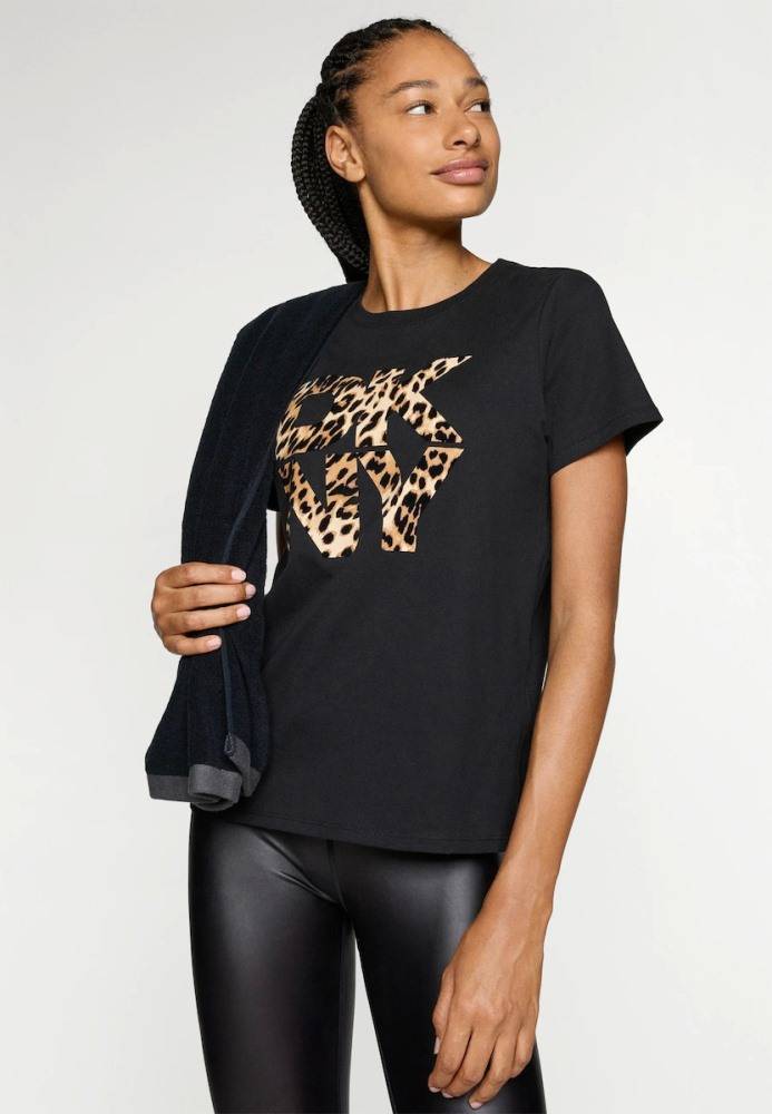 DKNY LEOPARD-PRINT LOGO TEE