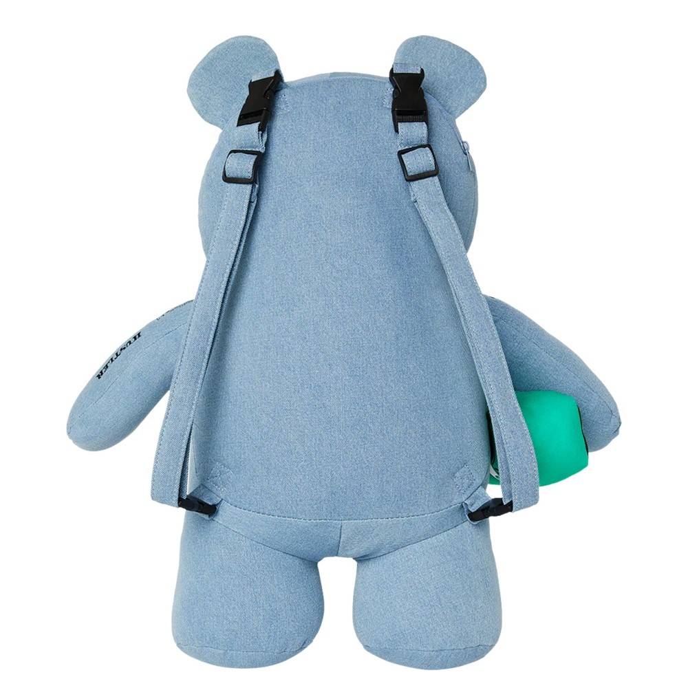 SPRAYGROUND DENIM SHARK MONEYBEAR TEDDY BEAR BACKPACK