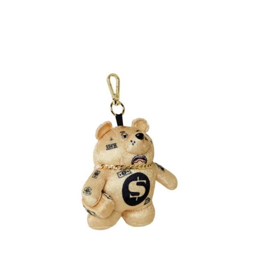 SPRAYGROUND GOLD MYSTERY BEAR BAG CLIP