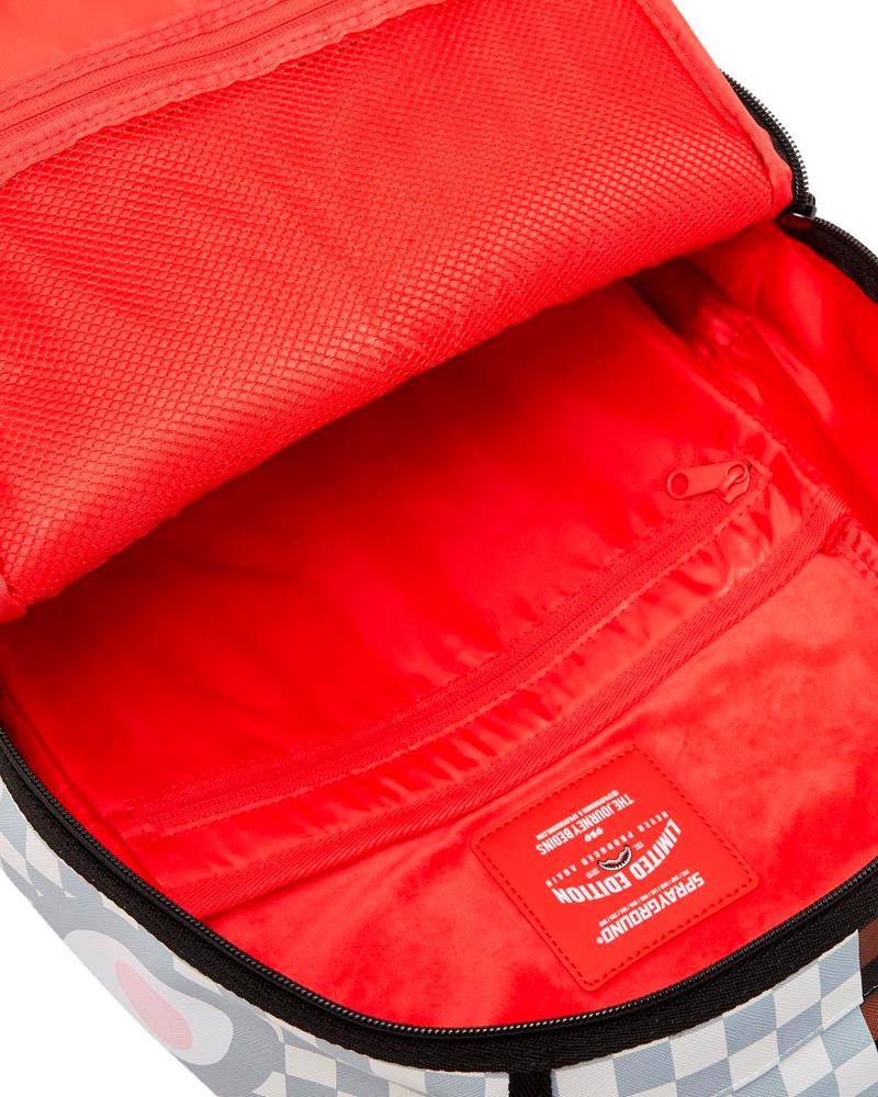 SPRAYGROUND SPLIT BROWN AND CREAM CHECK BACKPACK