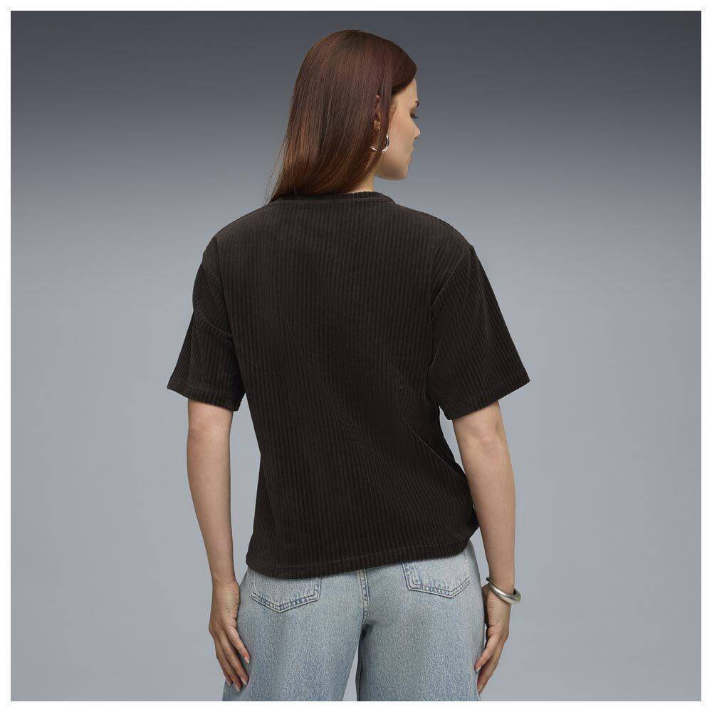 PUMA ESS ELEVATED RELAXED VELOUR RIB TEE