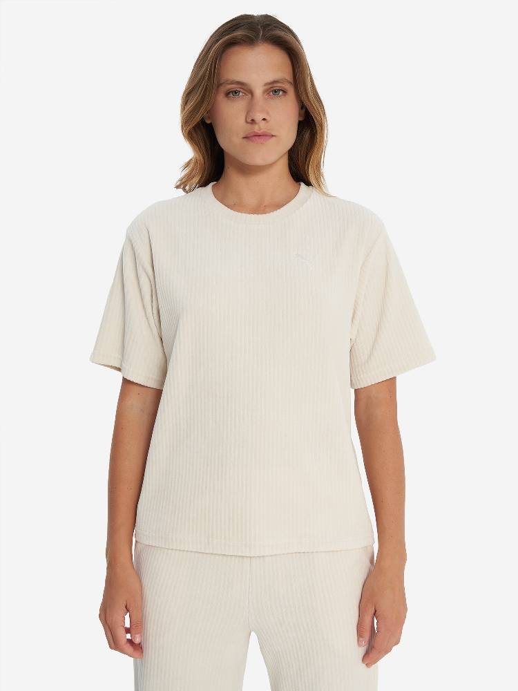 PUMA ESS ELEVATED RELAXED VELOUR RIB TEE
