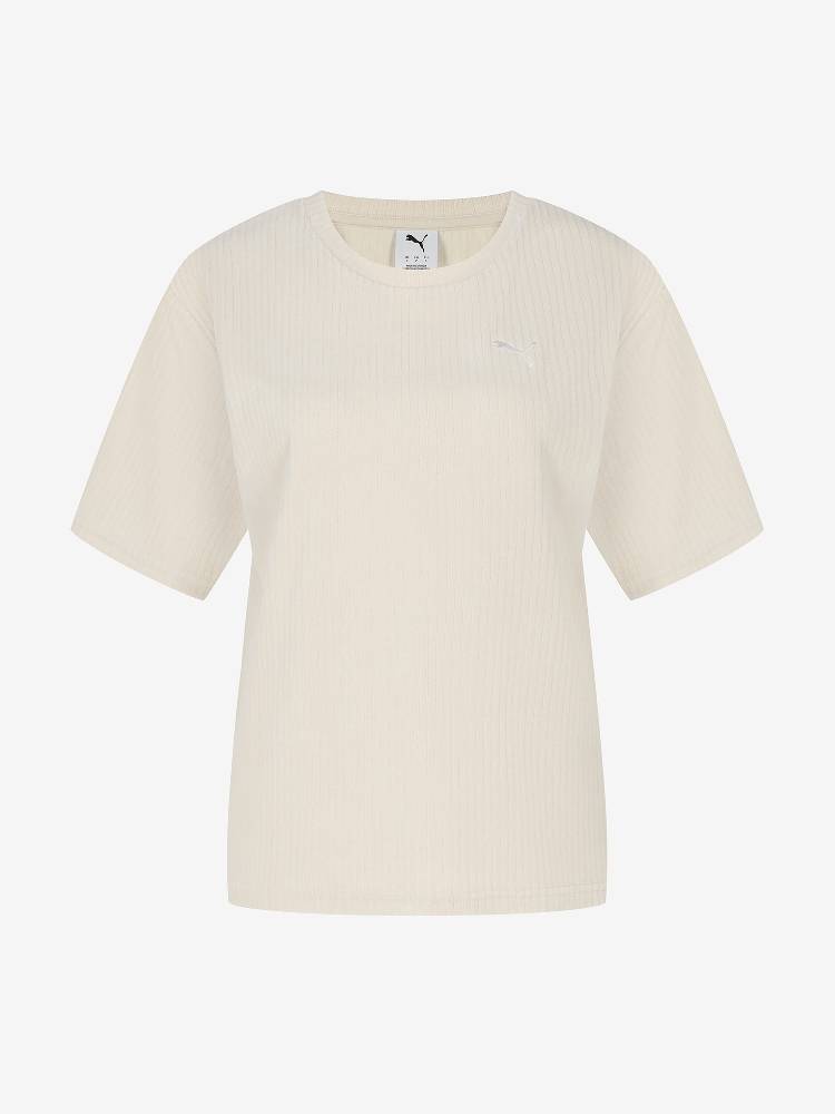 PUMA ESS ELEVATED RELAXED VELOUR RIB TEE