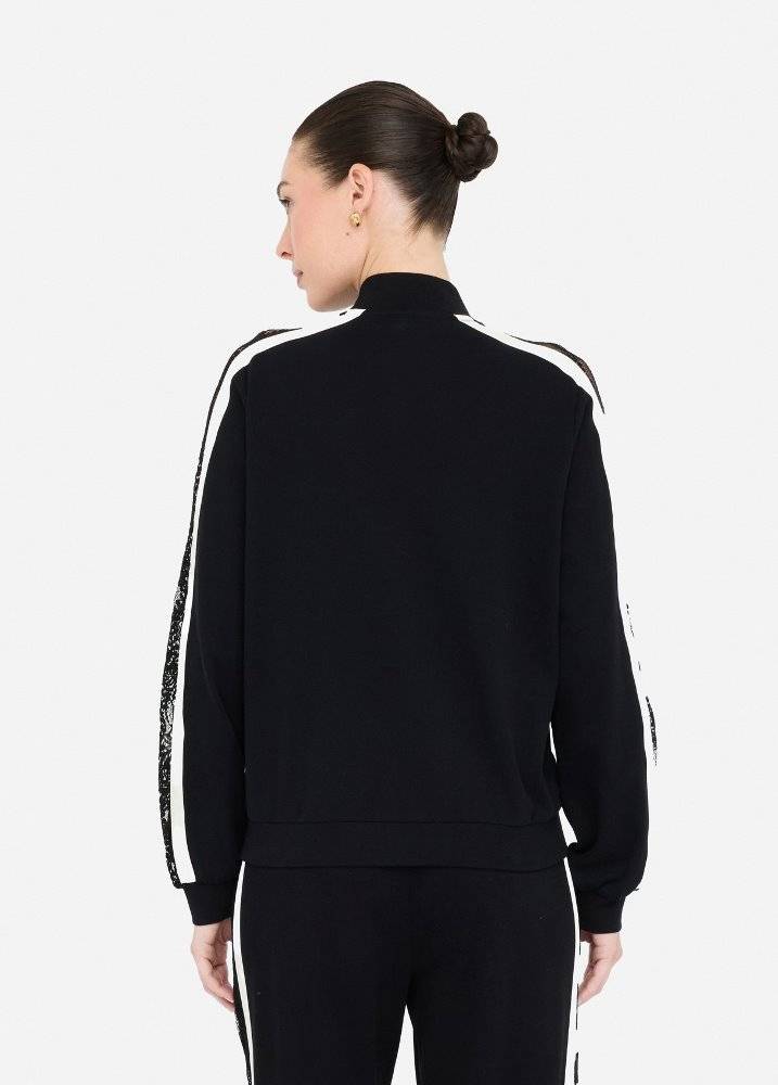 LIU JO COTTON SWEATSHIRT WITH LACE