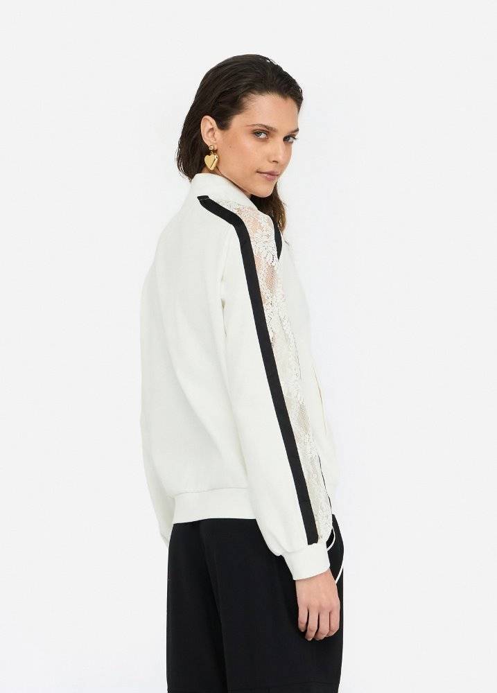 LIU JO COTTON SWEATSHIRT WITH LACE