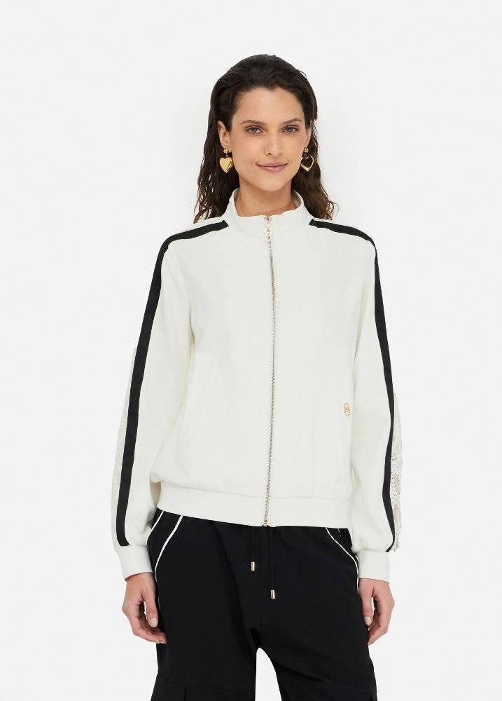 LIU JO COTTON SWEATSHIRT WITH LACE