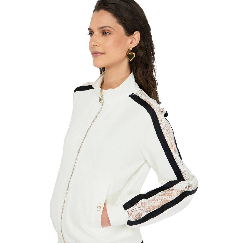 LIU JO COTTON SWEATSHIRT WITH LACE