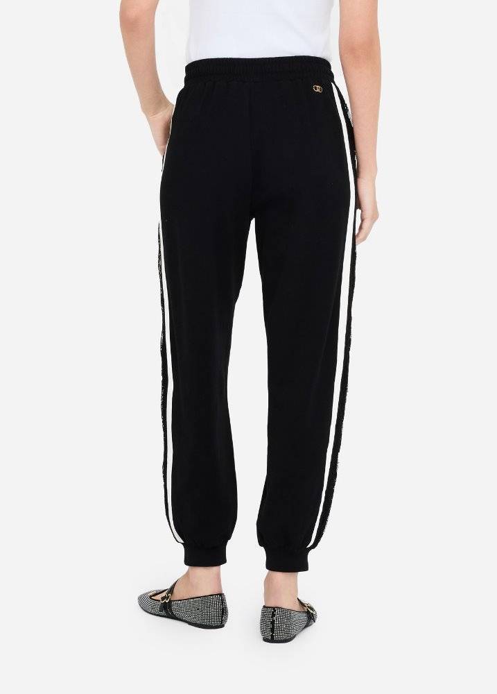 LIU JO PLUSH JOGGING TROUSERS WITH LACE
