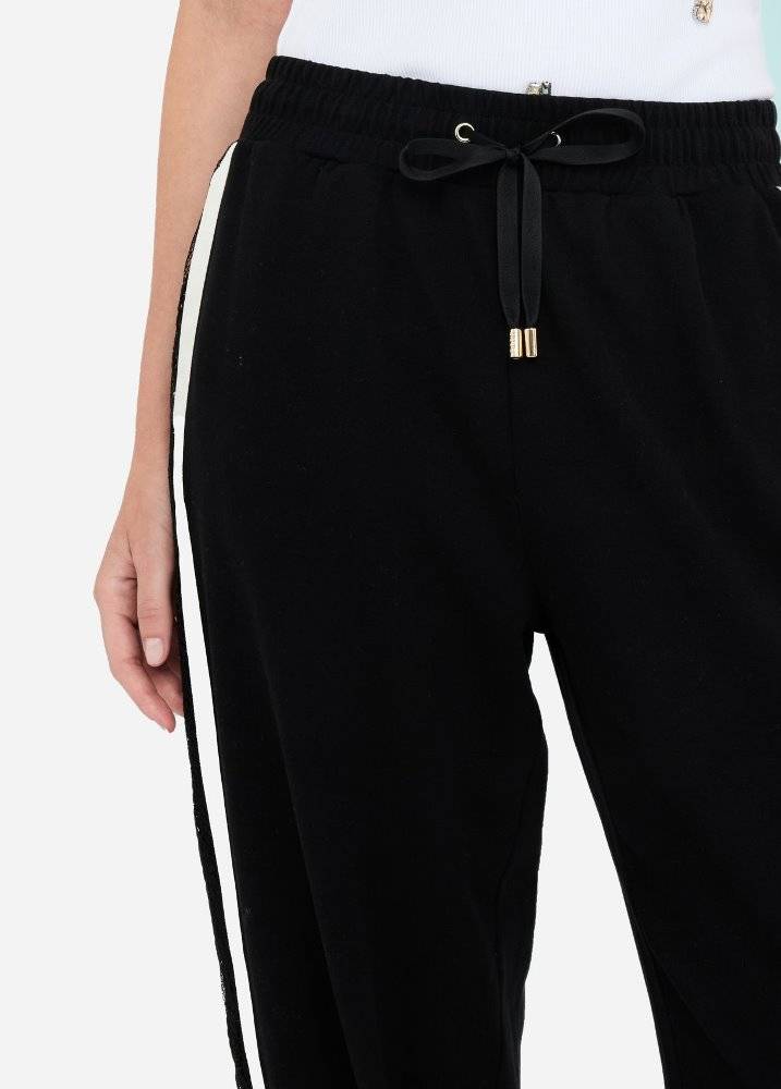 LIU JO PLUSH JOGGING TROUSERS WITH LACE
