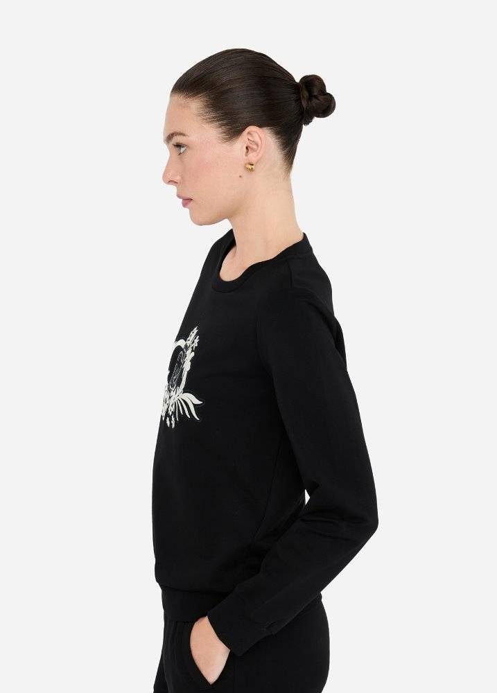LIU JO SWEATSHIRT WITH FLORAL EMBROIDERY