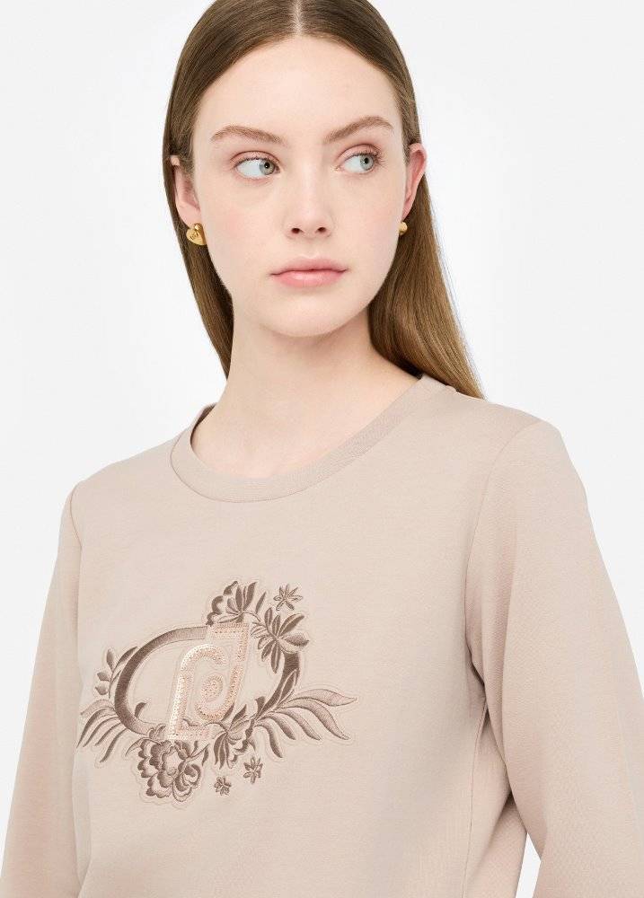 LIU JO SWEATSHIRT WITH FLORAL EMBROIDERY