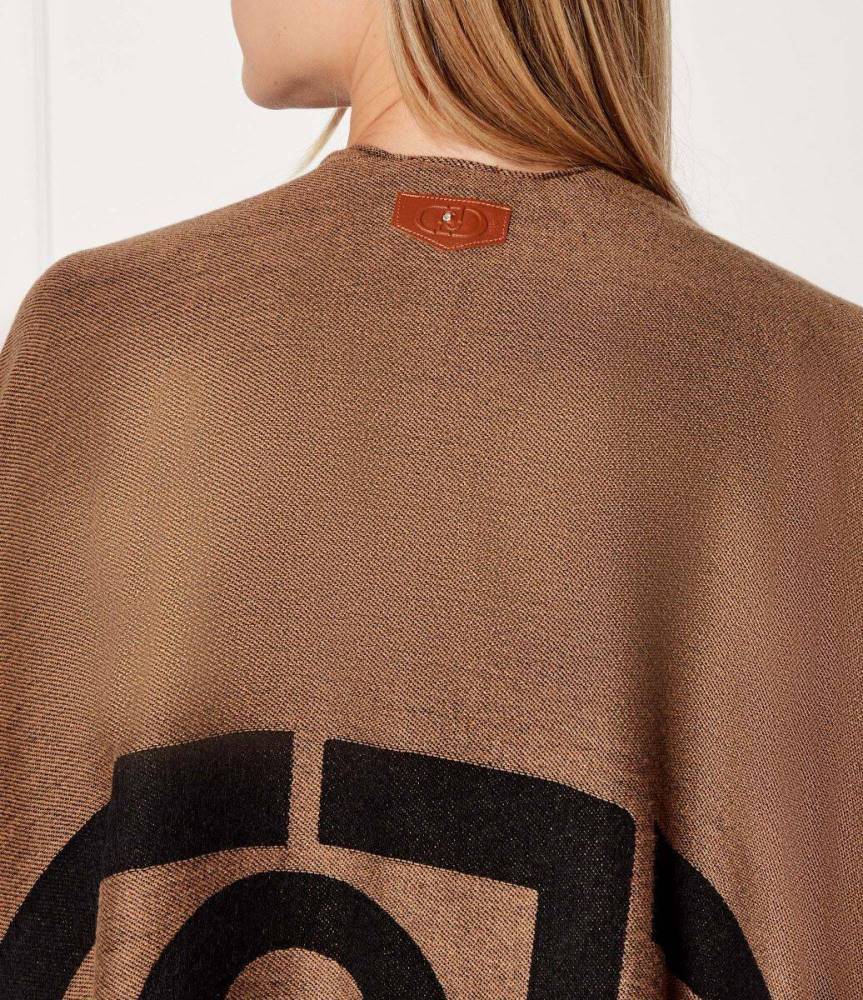 LIU JO PONCHO WITH LOGO AND FRINGES