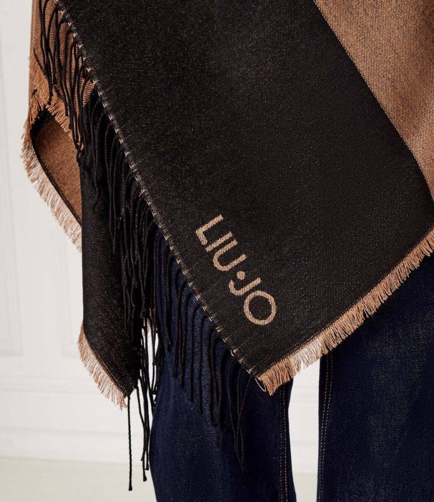 LIU JO PONCHO WITH LOGO AND FRINGES