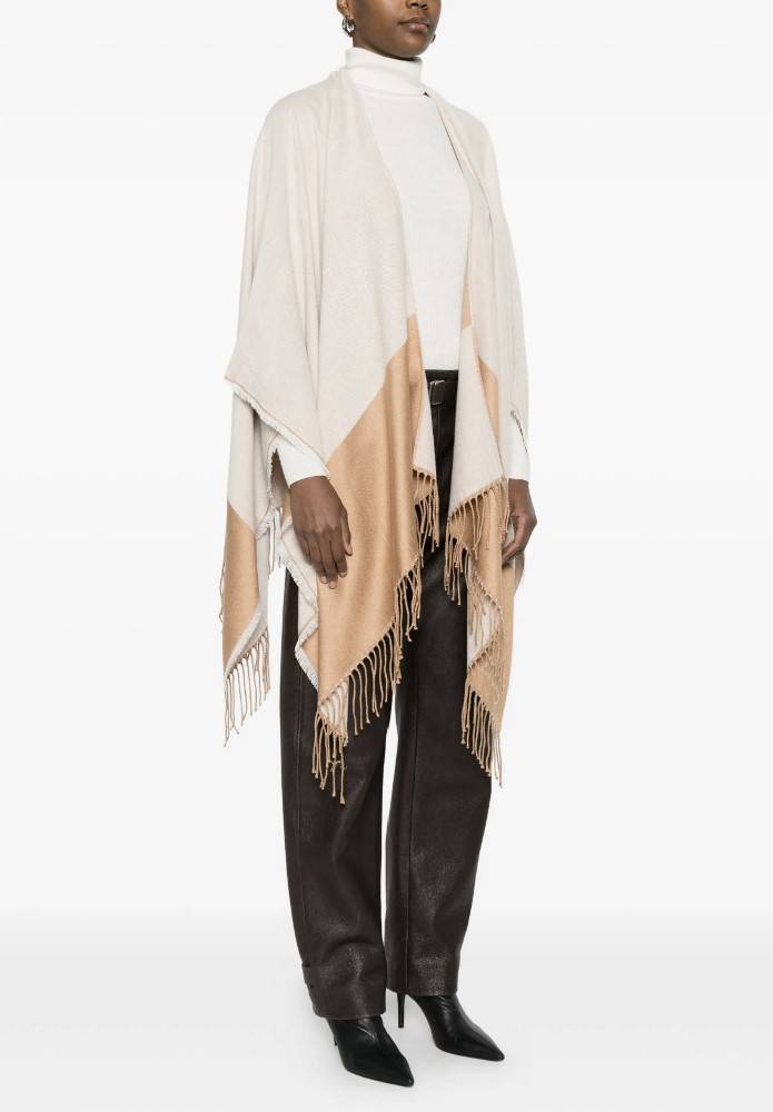 LIU JO PONCHO WITH LOGO AND FRINGES