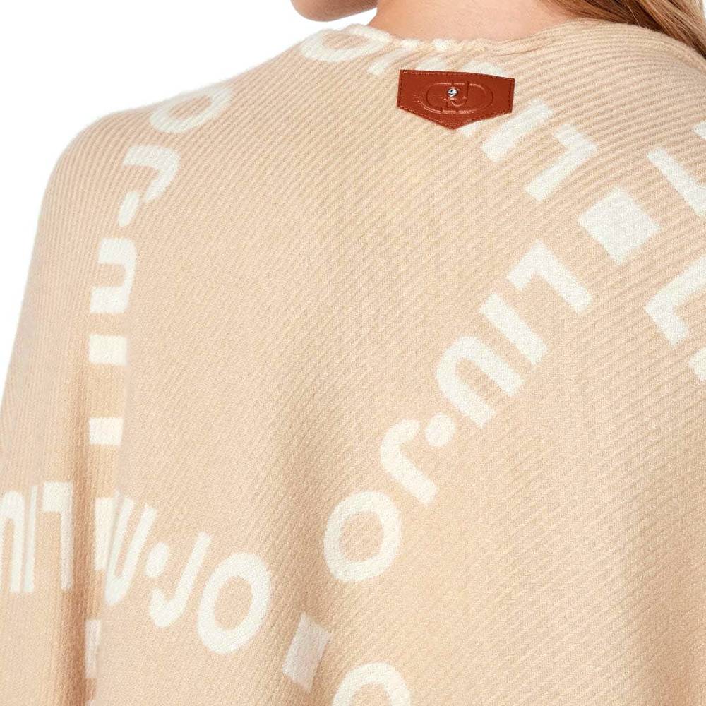 LIU JO PONCHO WITH LOGO AND FRINGES