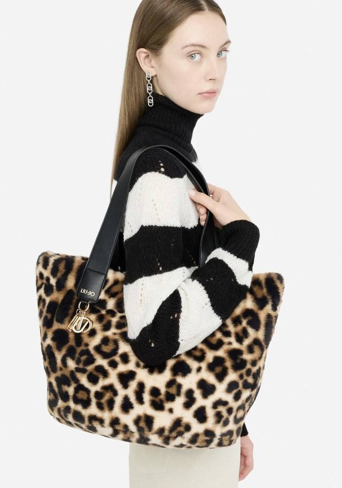 LIU JO LARGE FAUX FUR HOBO BAG