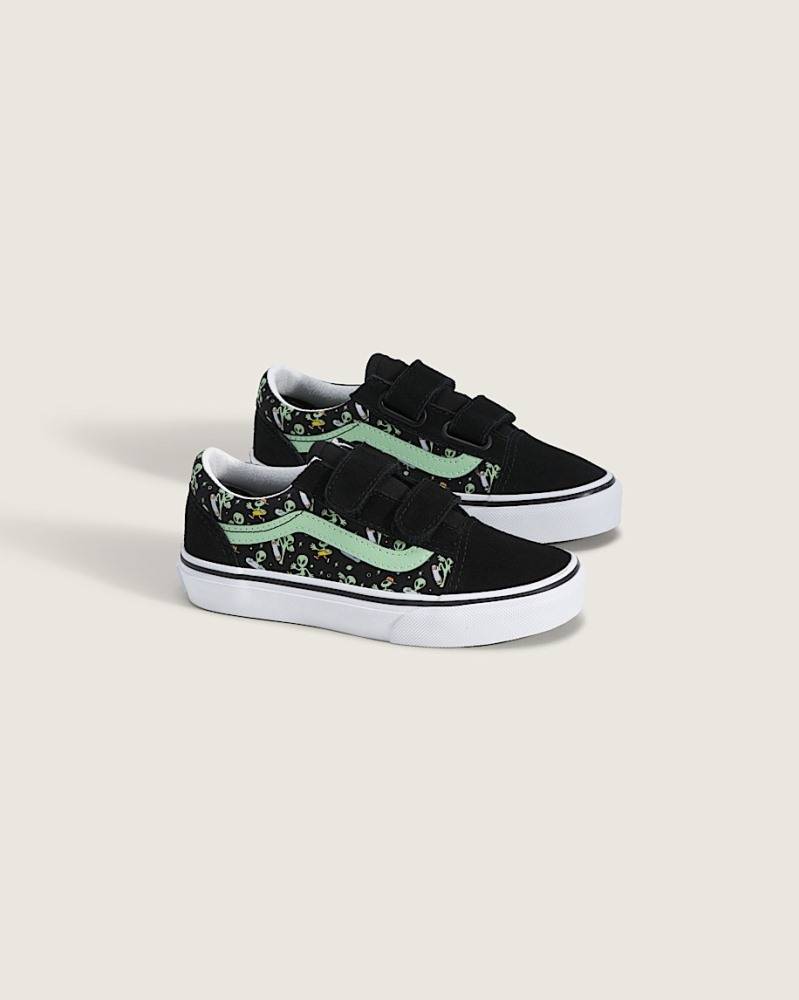VANS LITTLE KIDS OLD SKOOL VELCRO GLOW-IN-THE-DARK SHOES