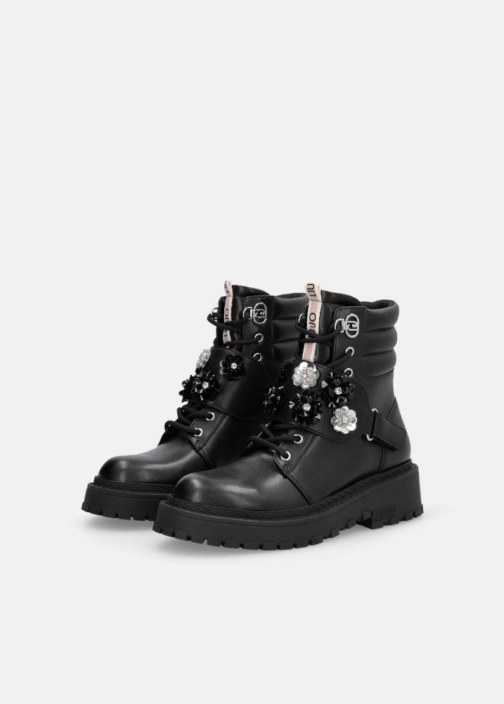 LIU JO COMBAT BOOTS WITH BEJEWELLED APPLIQUES