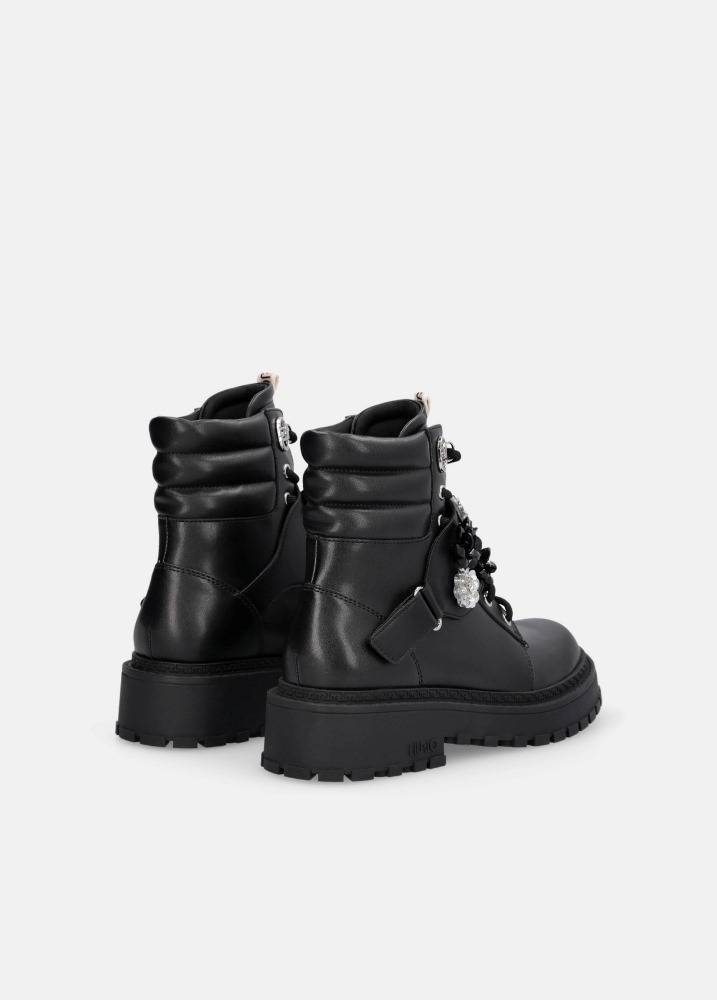 LIU JO COMBAT BOOTS WITH BEJEWELLED APPLIQUES