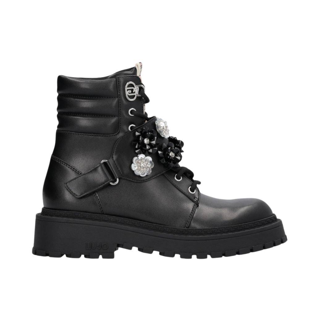 LIU JO COMBAT BOOTS WITH BEJEWELLED APPLIQUES