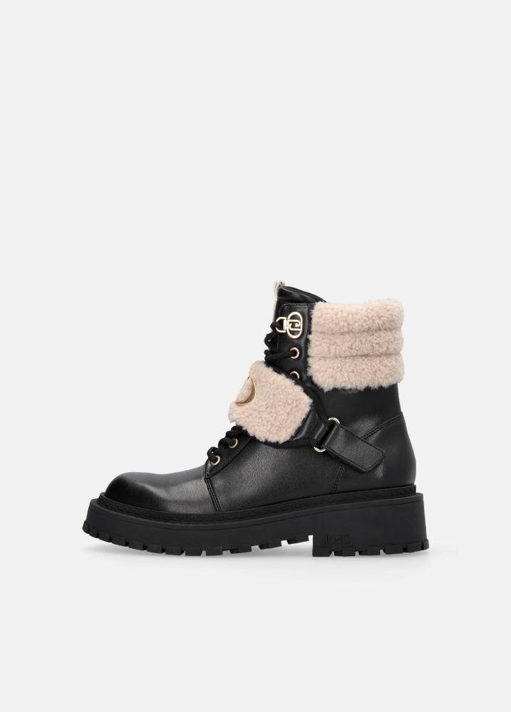 LIU JO COMBAT BOOTS WITH BEJEWELLED APPLIQUES