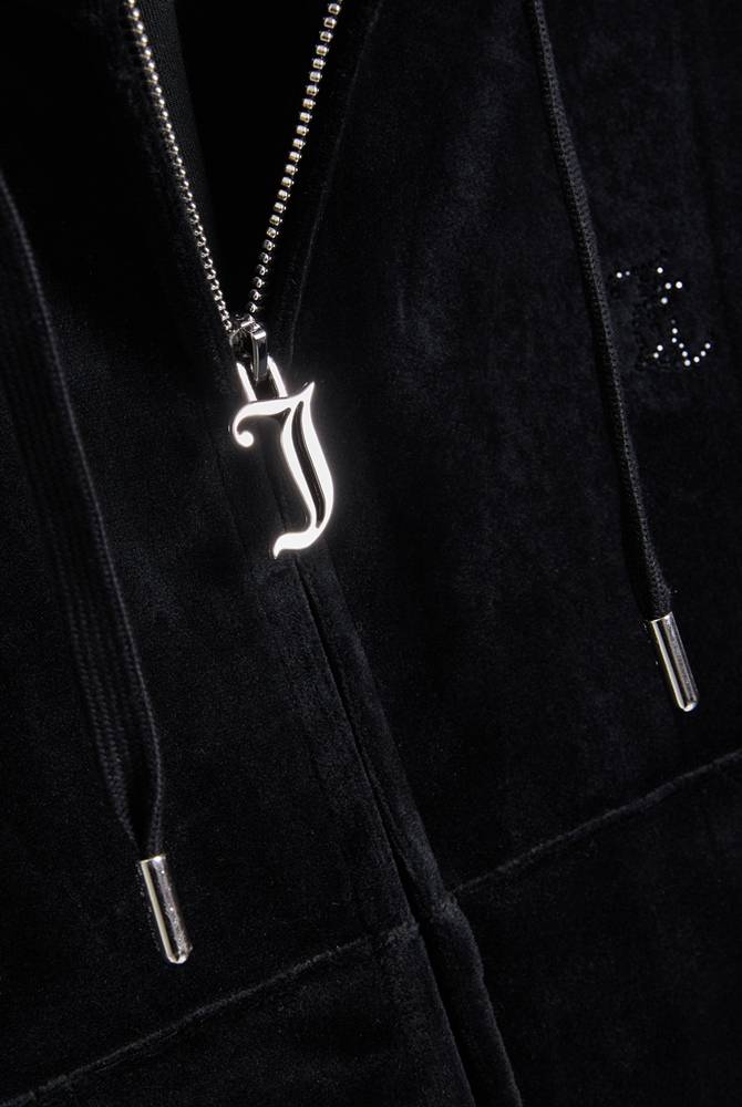 JUICY COUTURE ICCLE DIAMANTE OVERSIZED CROPPED ZIP HOODIE