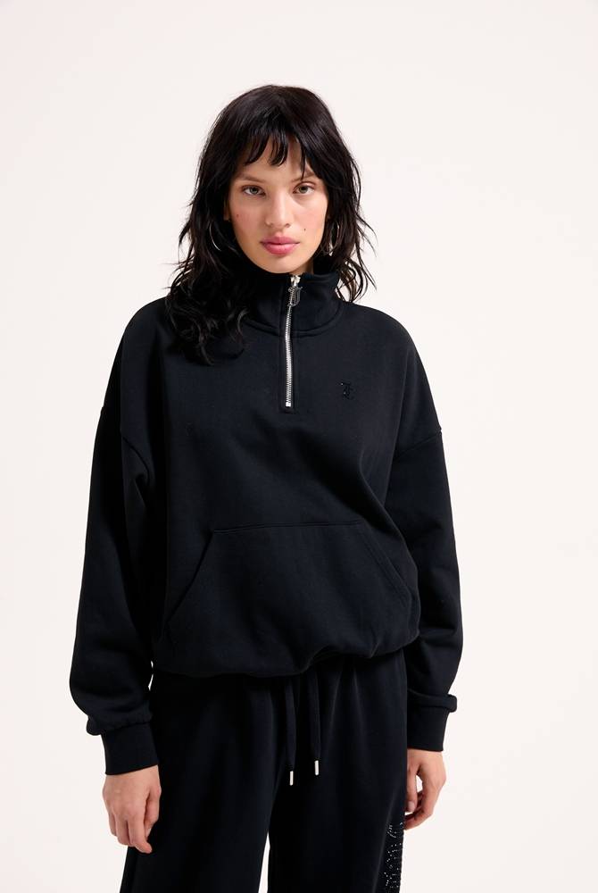 JUICY COUTURE ICCLE FLEECE DIAMANTE OVERSIZED CROPPED HOODIE