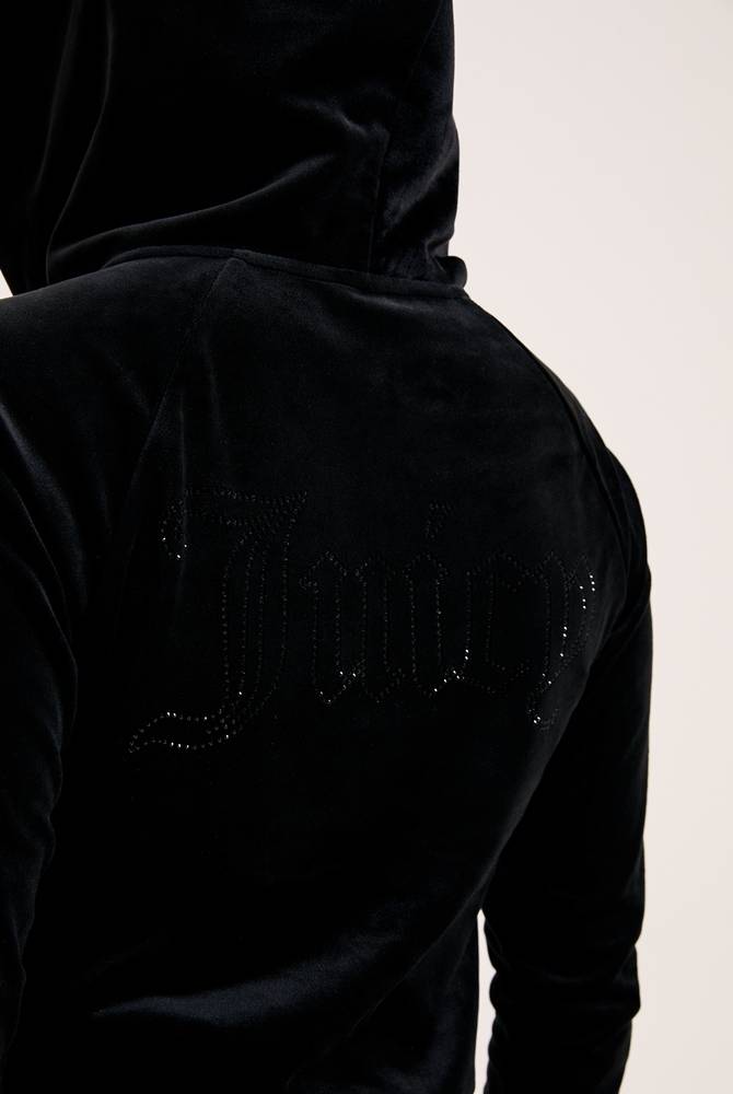 JUICY COUTURE MADISON CLASSIC VELOUR OUTLINE DIAMANTE ZIP HOODIE