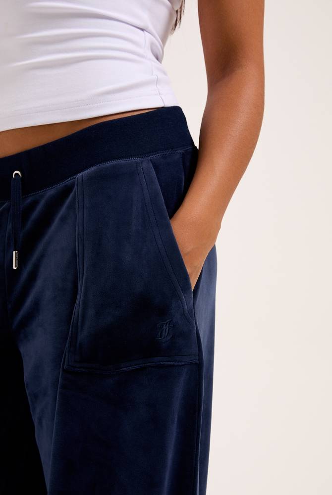 JUICY COUTURE YUKA CLASSIC VELOUR WIDE LEG TRACKPANT