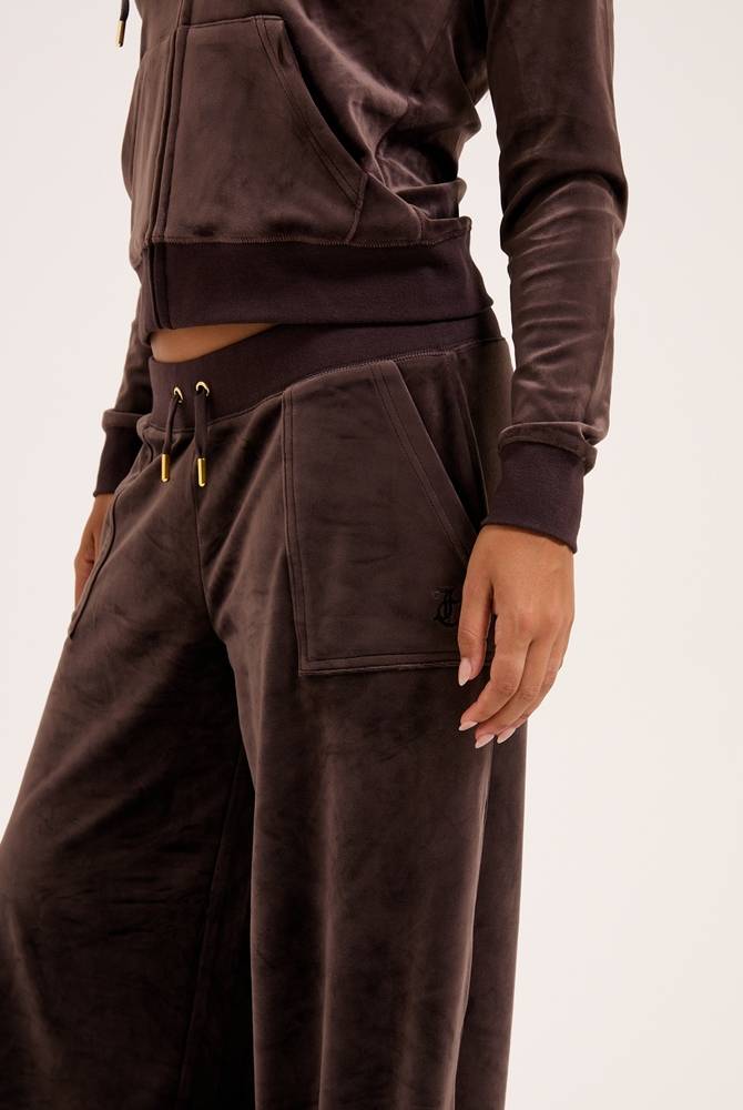 JUICY COUTURE YUKA CLASSIC VELOUR WIDE LEG TRACKPANT