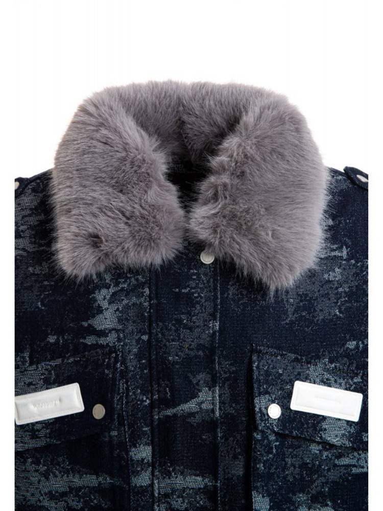 MWM DENIM JACKET WITH FAUX FUR
