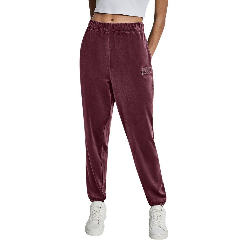 DKNY VELOUR RHINESTONE LOGO RELAXED JOGGER