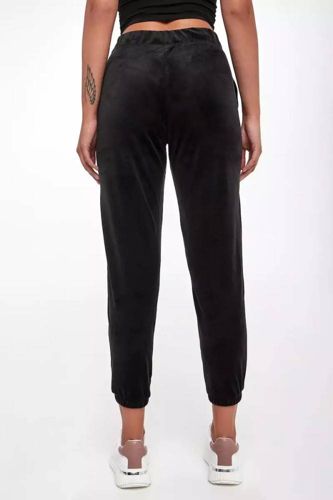 DKNY VELOUR RHINESTONE LOGO RELAXED JOGGER
