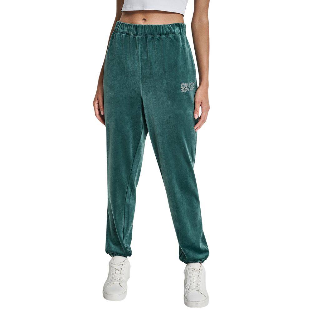 DKNY VELOUR RHINESTONE LOGO RELAXED JOGGER