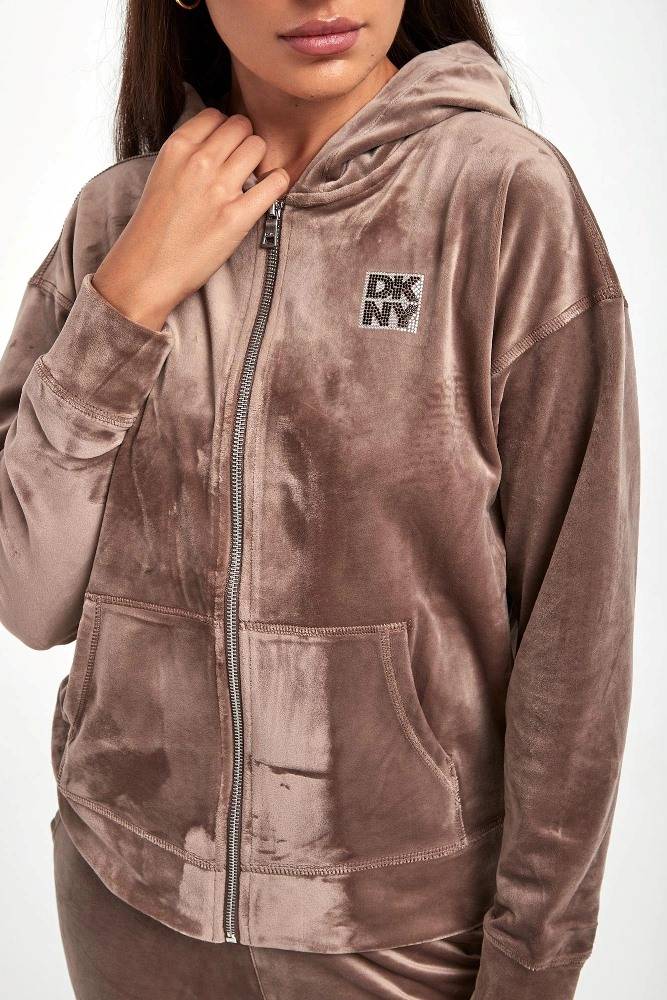 DKNY LOGO ZIP HOODIE