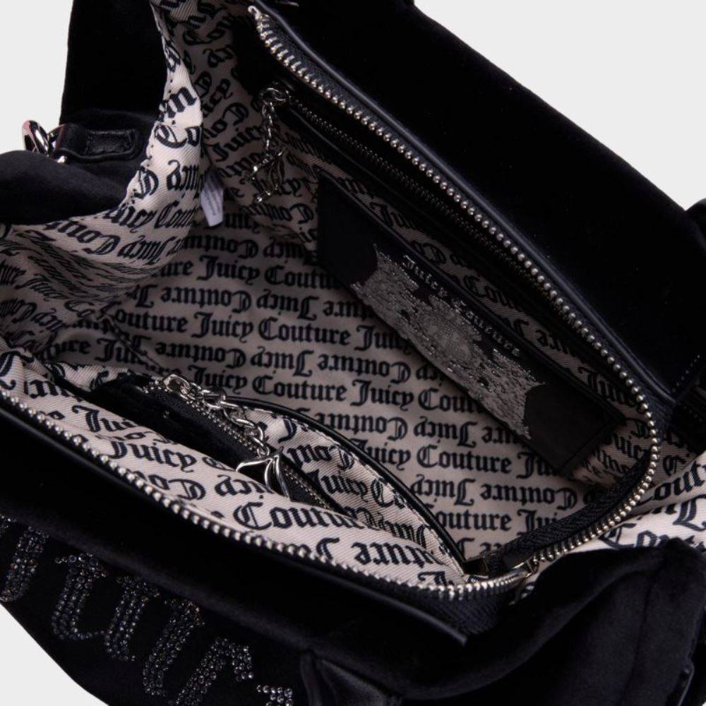 JUICY COUTURE IRIS VELVET RHINESTONES MEDIUM SHOPPING BAG (32X15X24)