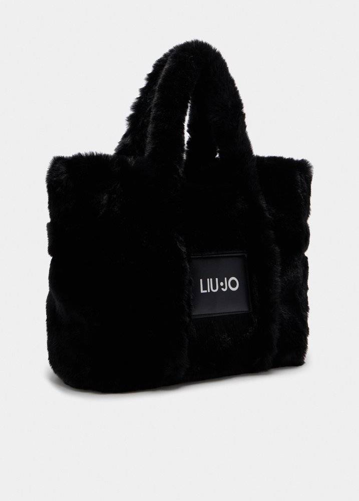 LIU JO FAUX FUR MEDIUM TOTE BAG