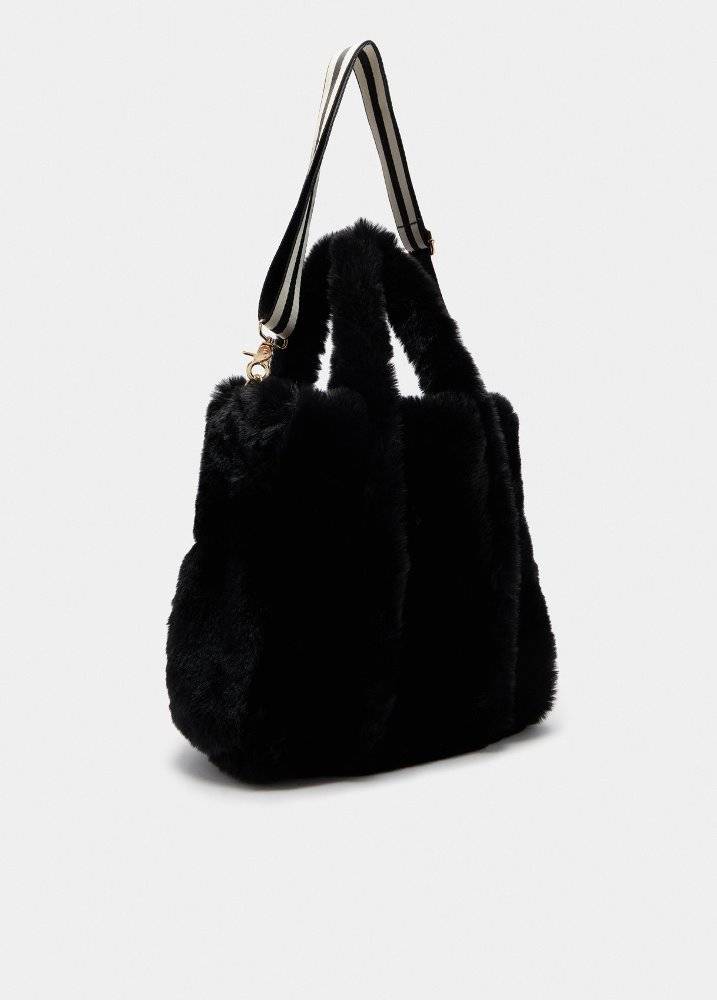 LIU JO FAUX FUR MEDIUM TOTE BAG