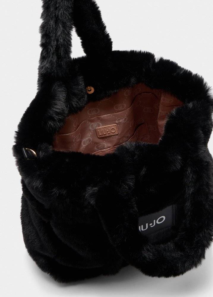LIU JO FAUX FUR MEDIUM TOTE BAG