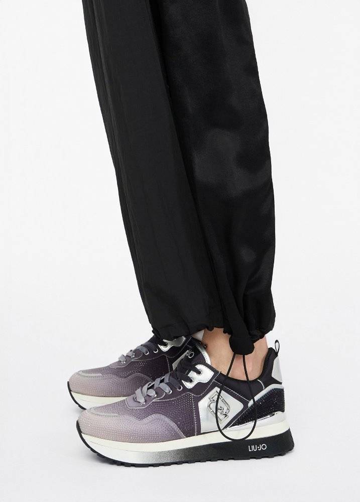LIU JO JOGGING TROUSERS IN NYLON AND SATIN