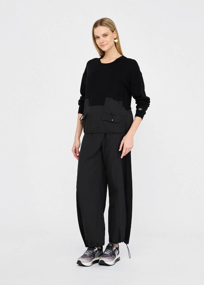 LIU JO JOGGING TROUSERS IN NYLON AND SATIN