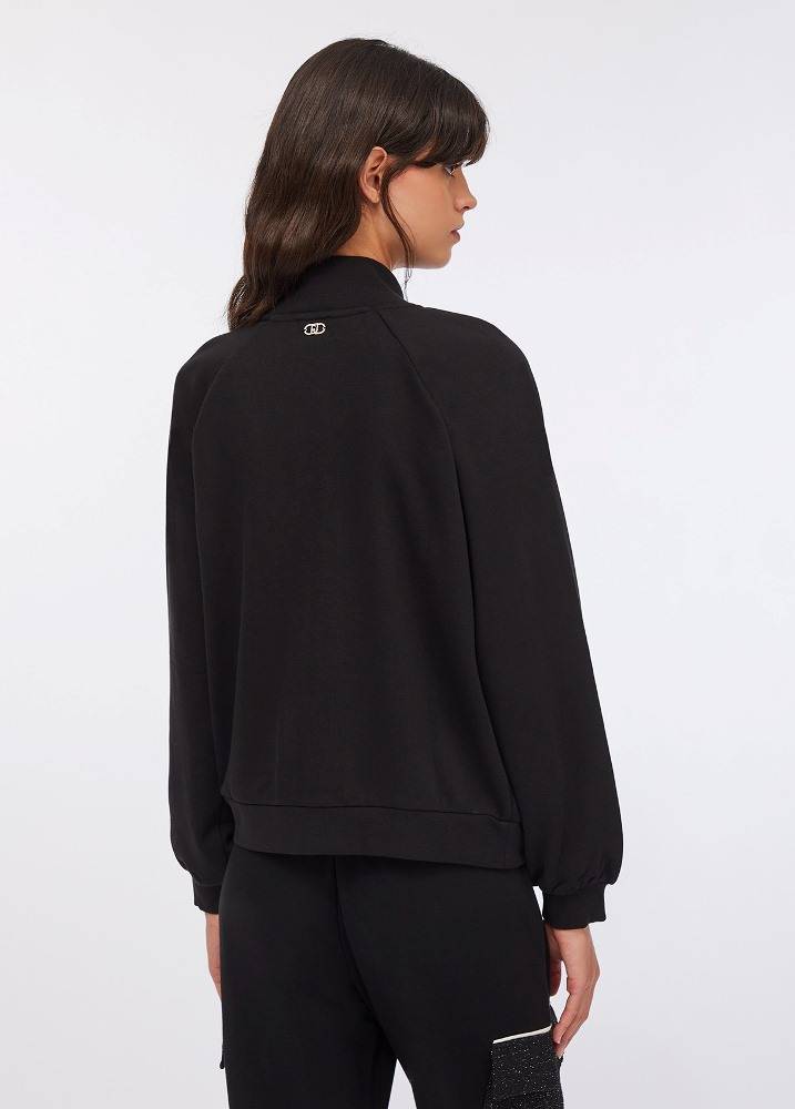 LIU JO SWEATSHIRT WITH APPLIQUE RHINESTONES