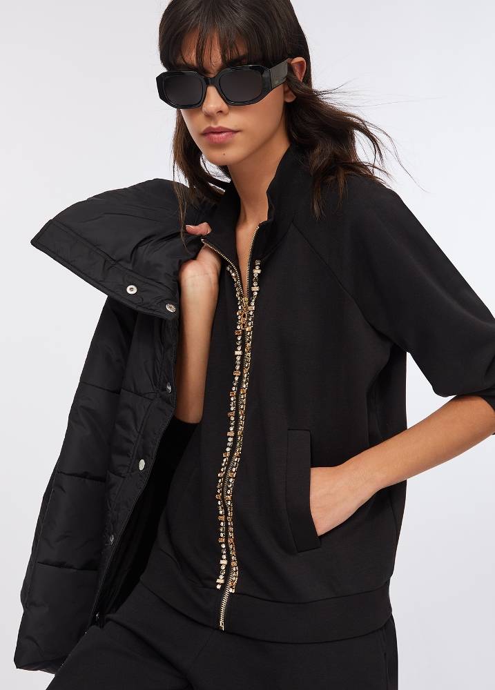 LIU JO SWEATSHIRT WITH APPLIQUE RHINESTONES