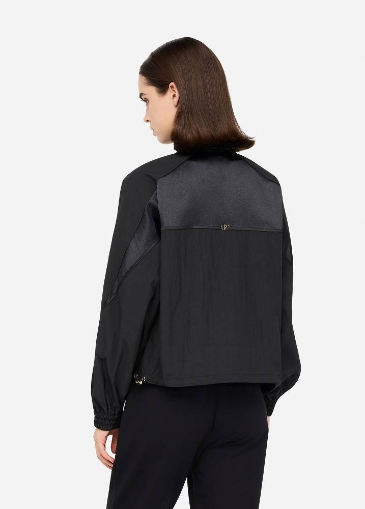 LIU JO ZIP OVERSHIRT JACKET WITH SATIN/NYLON INSERTS