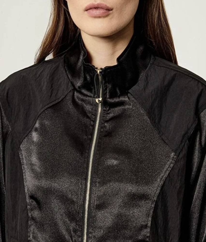 LIU JO ZIP OVERSHIRT JACKET WITH SATIN/NYLON INSERTS
