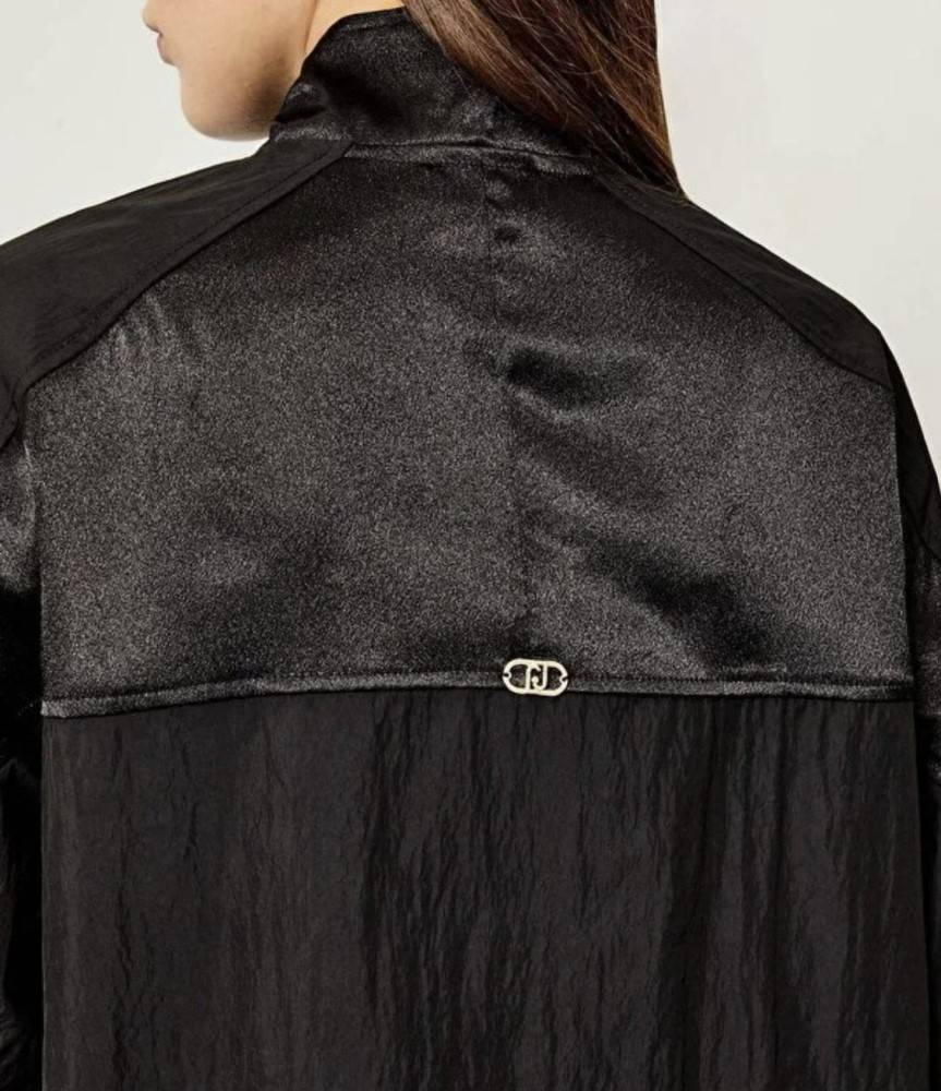LIU JO ZIP OVERSHIRT JACKET WITH SATIN/NYLON INSERTS