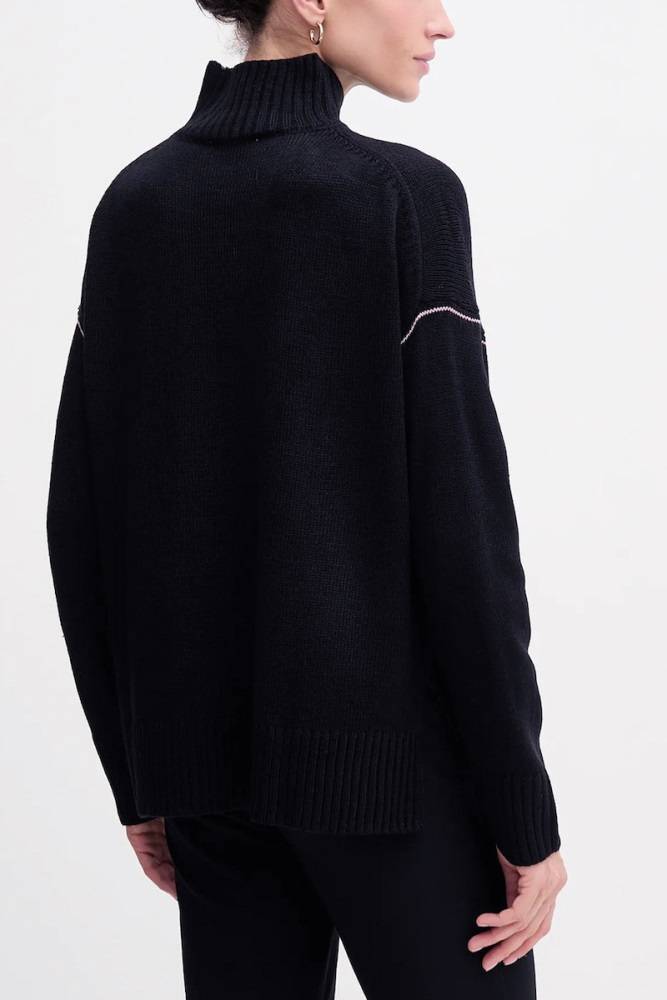 DKNY INTARSIA LOGO TURTLE TOP