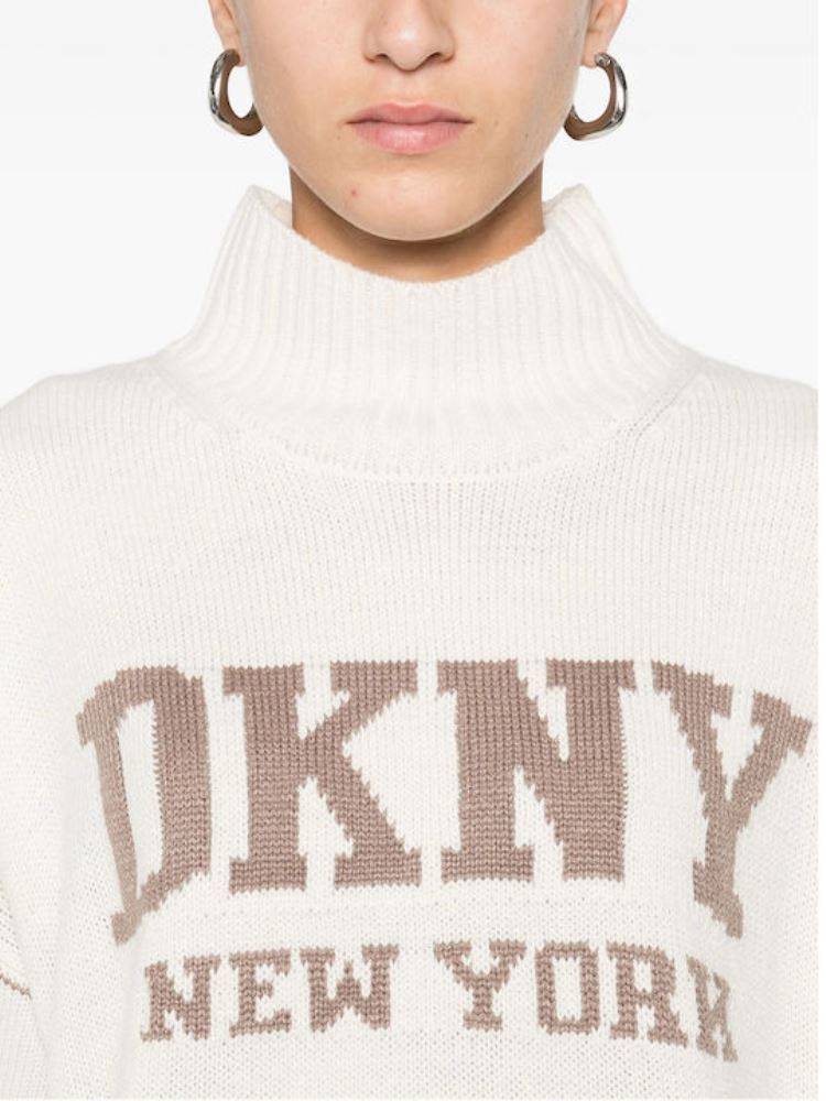 DKNY INTARSIA LOGO TURTLE TOP