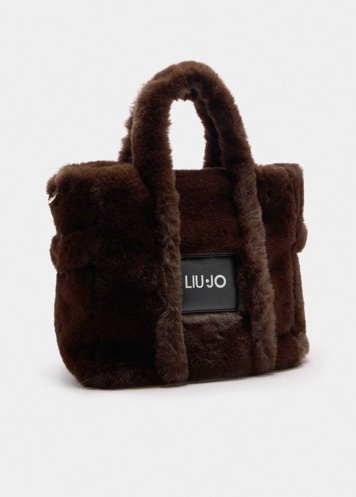 LIU JO FAUX FUR MEDIUM TOTE BAG