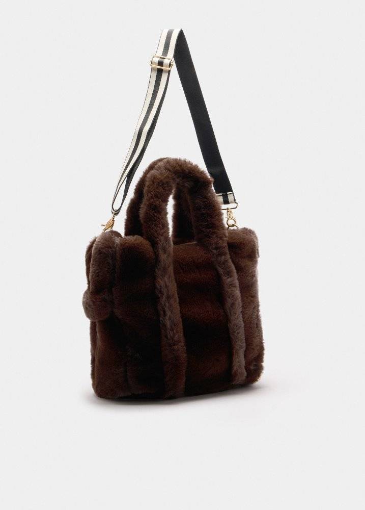 LIU JO FAUX FUR MEDIUM TOTE BAG